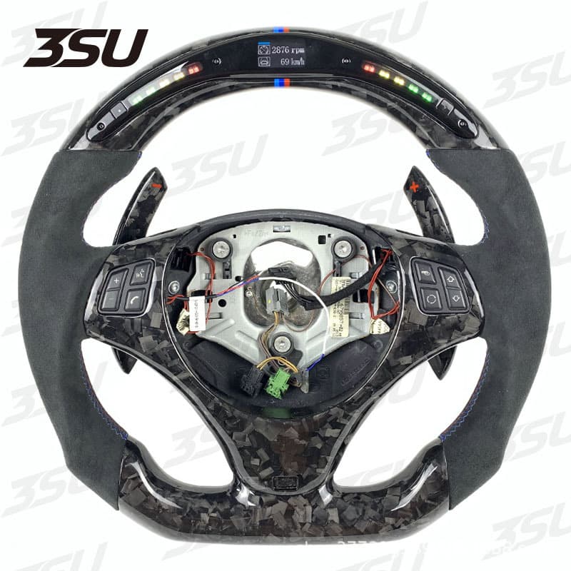 For BMW E90 E91 E92 E93 E87 Carbon Fiber Steering Wheel Modification 09-12 LED Sport Steering Wheel