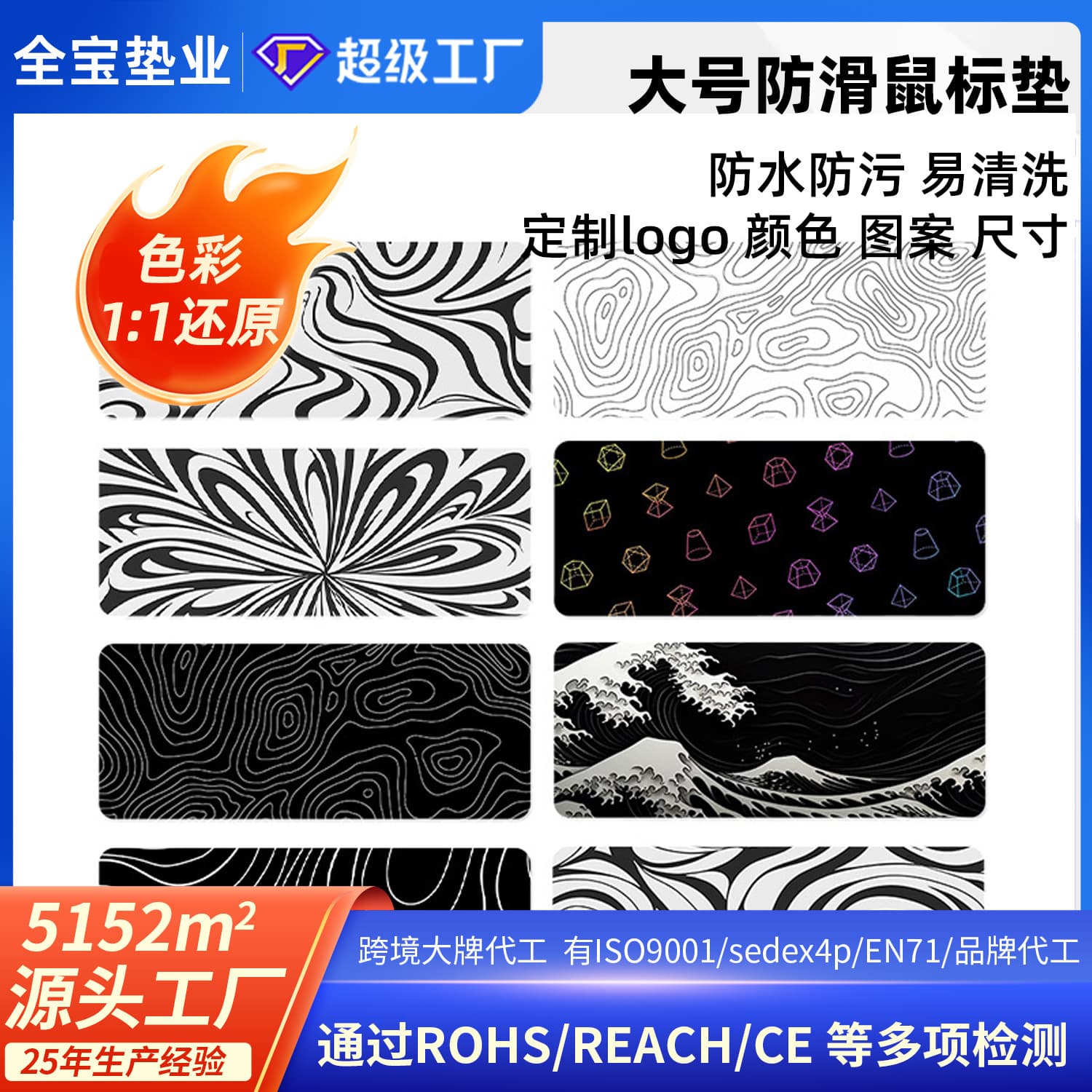 New Extra Large Mouse Pad Game Mat Anti-Slip Pattern Printed Computer Office Desktop Esports Table Mat Wholesale
