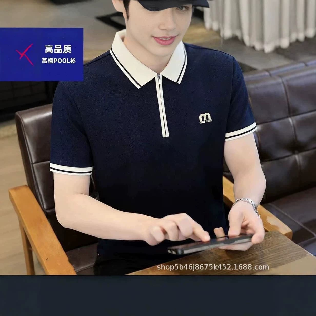High-End Pique Cotton Summer New Style Lapel Short-Sleeved Polo Shirt for Men, Fashionable Business Casual Half-Sleeved T-Shirt for Men