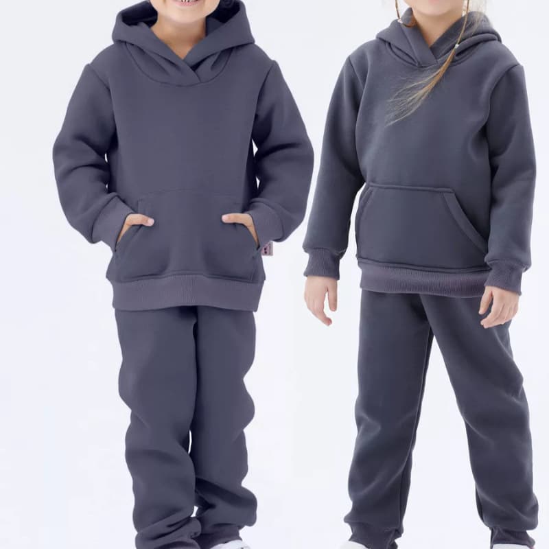 2026 Fall/Winter New Children's Hooded Sweatshirt Set Boys Girls Fashion Pullover Top Pants Korean Style Two-Piece Set