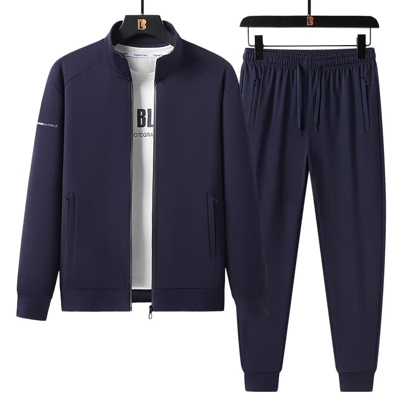 Wholesale Sportswear Set Men Spring/Autumn Large Size Stand Collar Sweatshirt Running Pants Thin Jacket Trendy Casual