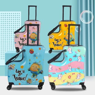PC Material 20 Inch Children's Ride-On Trolley Case Small Size Luggage with Password Lock Wholesale Kids Model