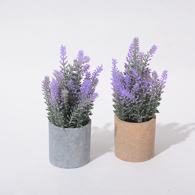 Simulated Cement Pot Colored Lavender Potted Plant, Pulp Pot Bonsai Artificial Flower Lavender Purple Mini Ornament Indoor
