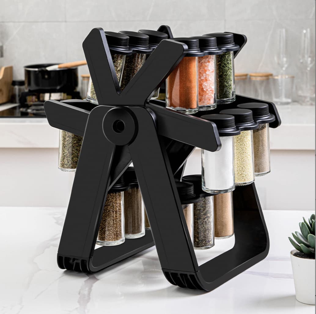 Rotating Ferris wheel glass spice rack set seasoning bottle seasoning jar spice jar seasoning bottle