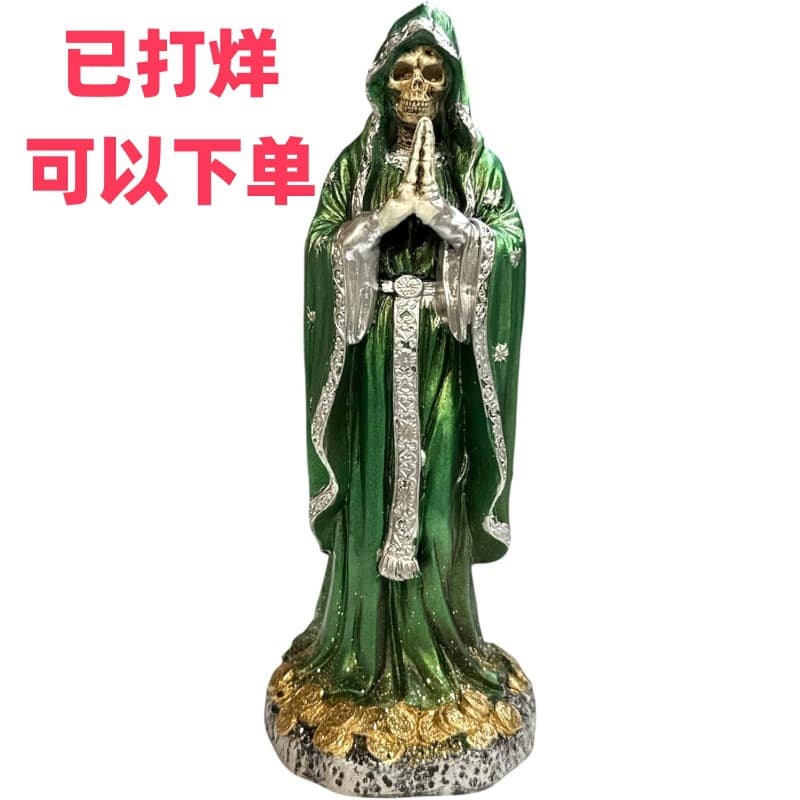 Cross-border New Halloween Decorative Ornaments Saint Rosary Praying Plastic Sculpture Halloween Ornaments Decoration