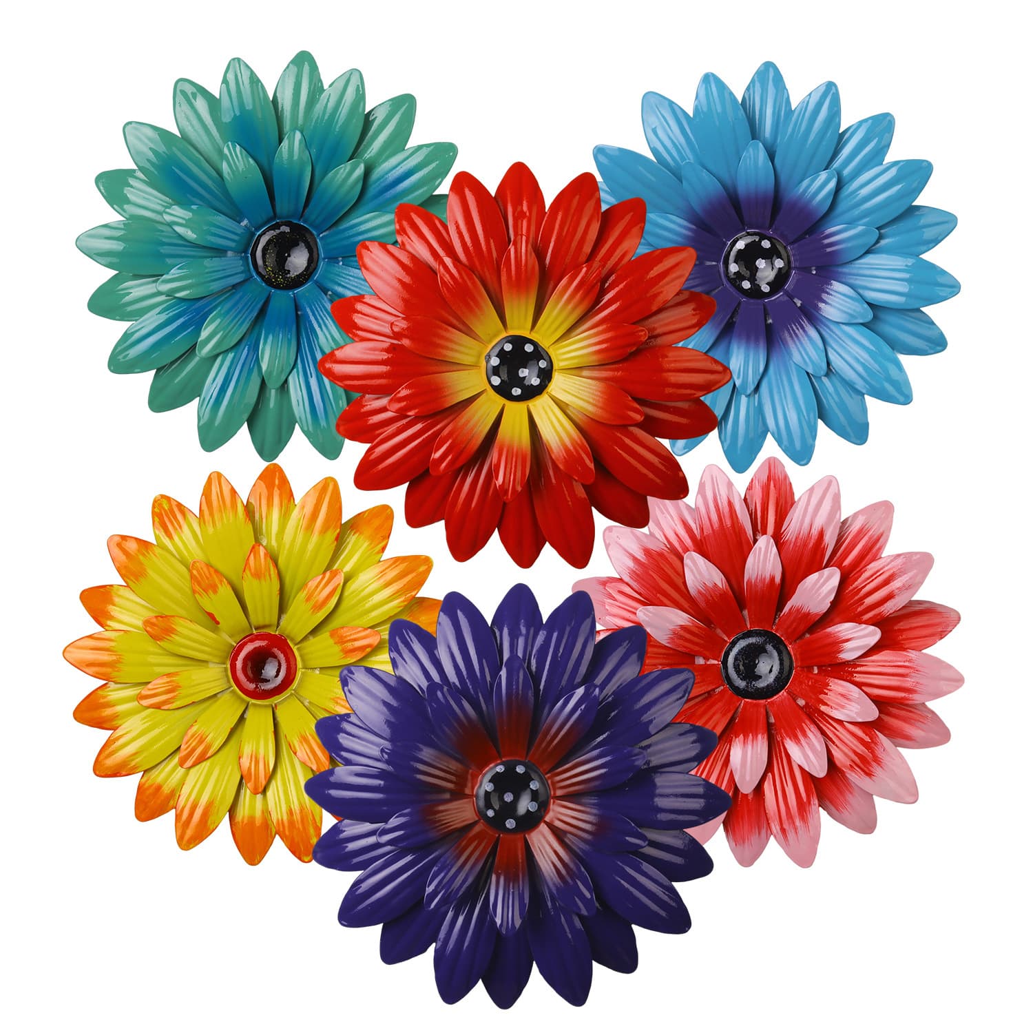 Amazon Hot Selling Iron Flower Six-Piece Fence Decoration Wall Hanging Wall Decoration Crafts Garden Fence Decoration