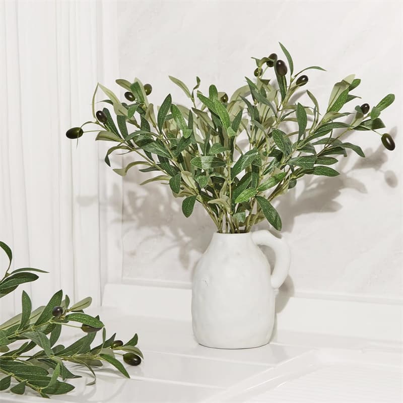 Cross-border 4-Branch 6-Branch Simulation Olive Branch Leaves Artificial Green Plant Olive with Fruit Home Wedding Flower Arrangement Nordic Decoration