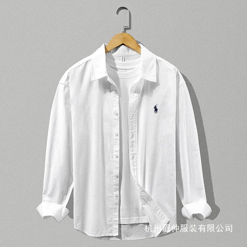 W813 Men's Spring/Autumn Cotton-Linen Long-Sleeve Casual Shirt, Japanese New Style, Simple, Handsome, Trendy, Loose Fit, Versatile Wholesale