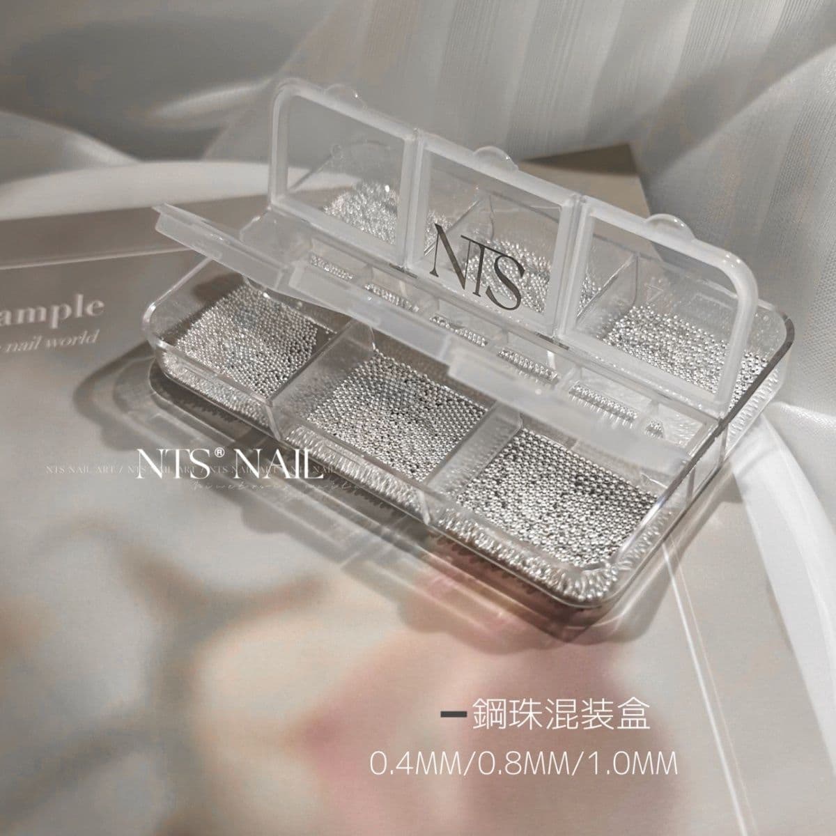 NTS.nail One Box Per Person Mixed 0.4mm 0.8mm 1.0mm Sizes Mixed Silver Steel Balls Nail Art Decorations