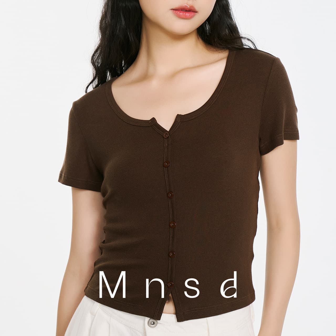 Short Sleeve T-Shirt Women 5098BM Song Yanfei Same Style Knit Cardigan High Waist Short Cotton Cardigan T-Shirt Trendy Knitwear