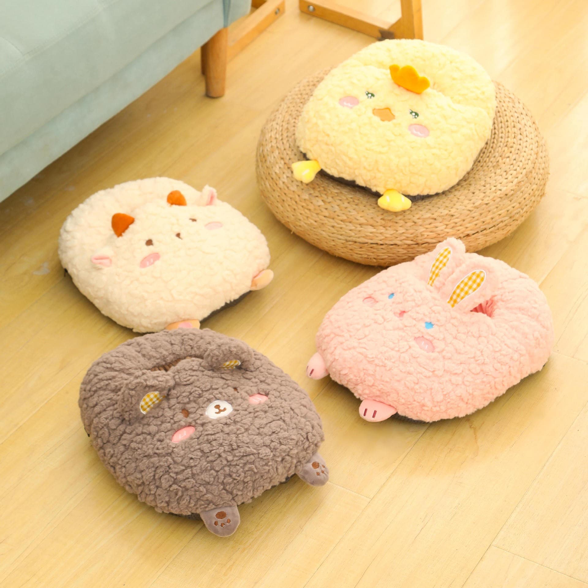 Hot Water Bottle Plush Office Foot Warmer, Cute Cartoon Animal Electric Heating Pad, Warming Foot Cover