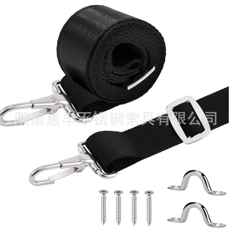 Adjustable Rectangular Buckles, Stainless Steel Snap Hooks, Eye Straps with Screws, Marine Webbing Compatible with 1-Inch Hardware