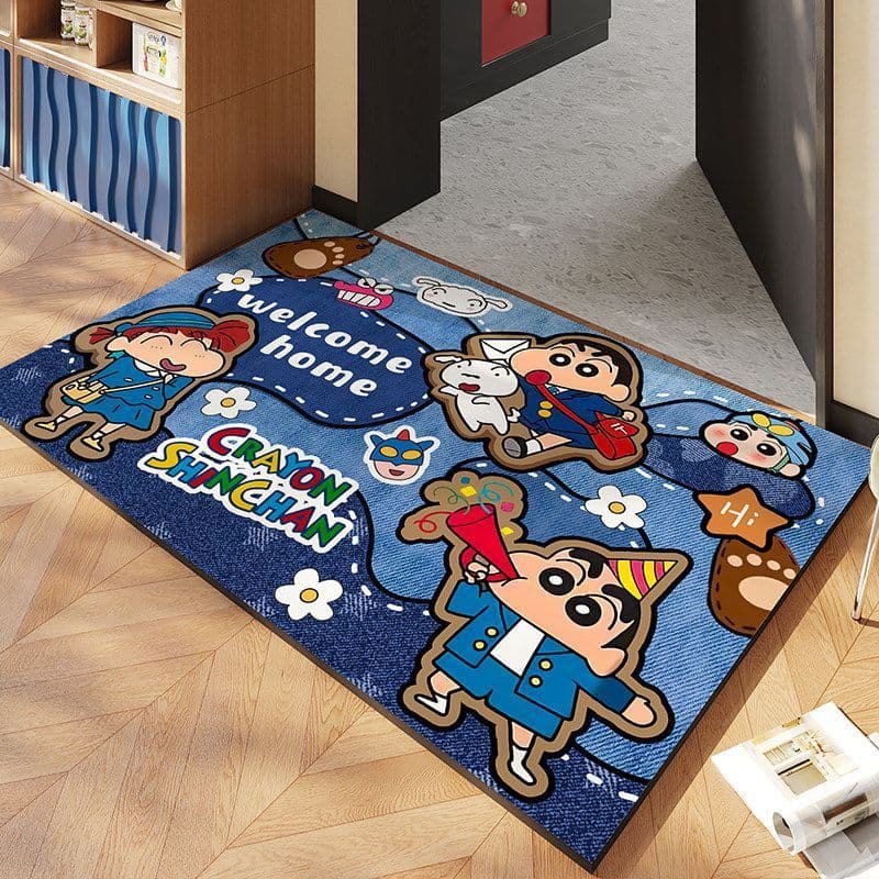 Cartoon Carpet Crayon Shin-chan Carpet Entrance Coral Velvet Foot Mats Dirty and Wear-Resistant Foot Mats for Home Replacement Insoles