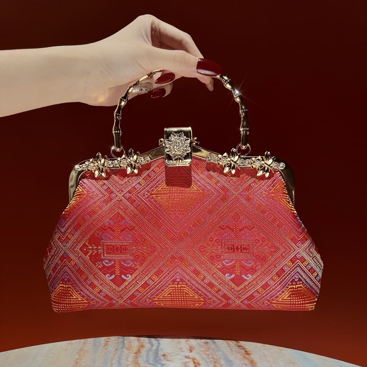 New retro national style handbag clutch bag wedding bridesmaid lady matching cheongsam dress handbag dinner bag