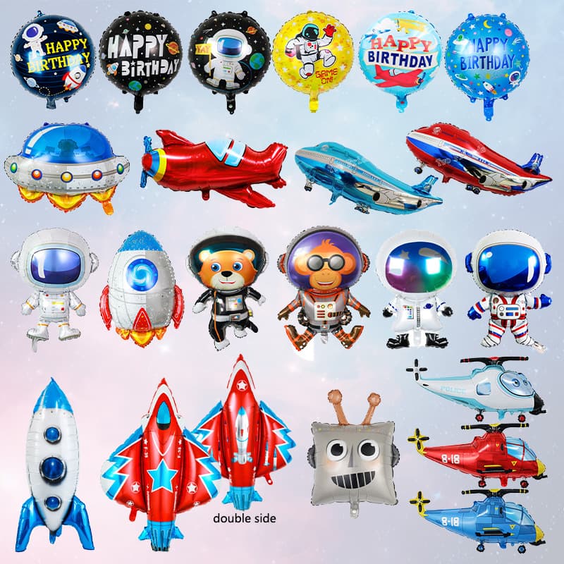 Cross-border astronaut balloon astronaut flying saucer rocket plane aerospace theme birthday party decoration aluminum film balloon