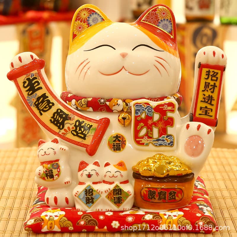 Lucky Cat Ornament Opening Gift Business Prosperity Home Living Room Shop Cashier Counter Automatic Waving Greeting