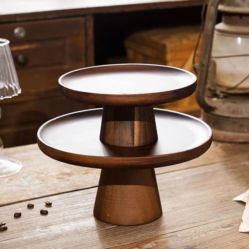 Acacia Wood Tall Cake Stand Wedding Dessert Table Elegant Multi-Tier Fruit & Snack Tray Solid Wood Pastry Display Stand