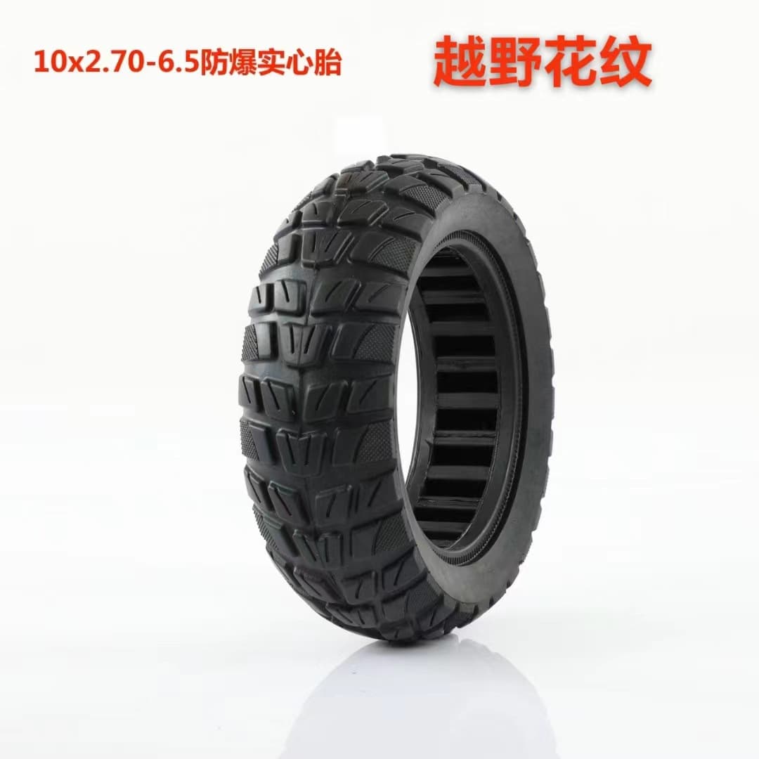 10x2.70-6.5 Solid Tire 10 Inch Electric Scooter Puncture-Proof Tire, No Inflation, Off-Road Hollow Anti-Skid Wear-Resistant