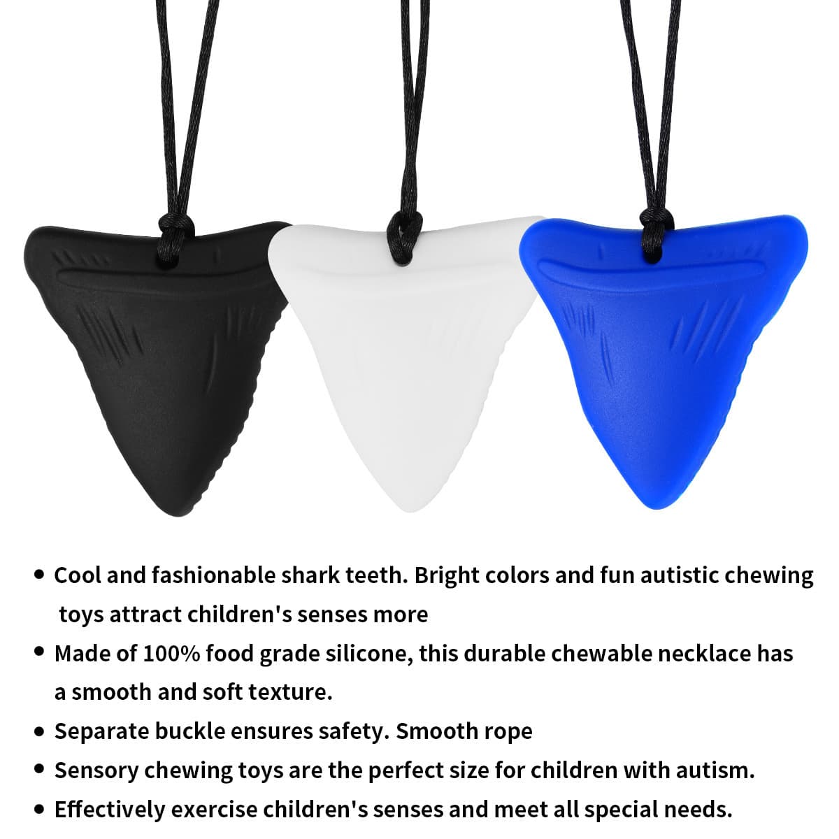 Cross-border Silicone Teether Baby Molar Stick Children Shark Teeth Chewing Necklace Autism Sensory Chew Toy