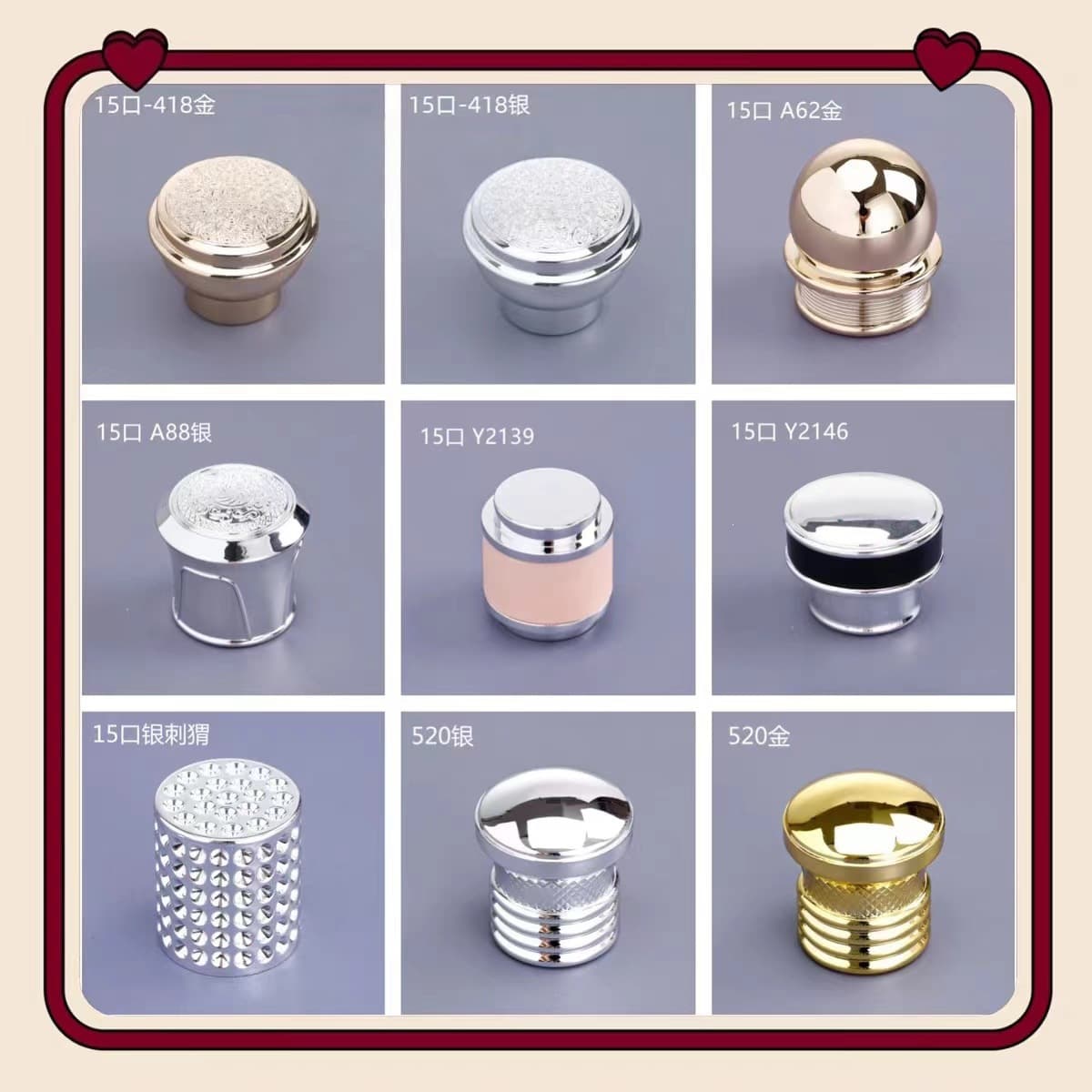 Wholesale perfume glass bottle with matching metal cap 13/15/18 thread snap-on spray nozzle accessories
