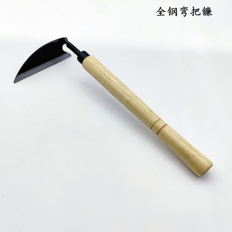 Island Full Steel Forged Curved Handle Sickle Weeding Forged Small Sickle Agricultural Leek Curved Hoe Garden Tool Custom