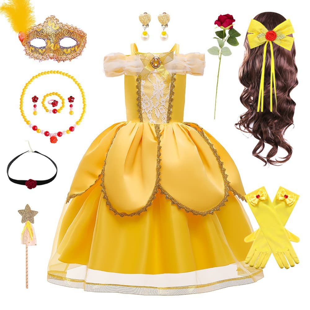 2024 Beauty and the Beast New Belle Princess Dress Girls Holiday Party Gown Children's Tutu Dress