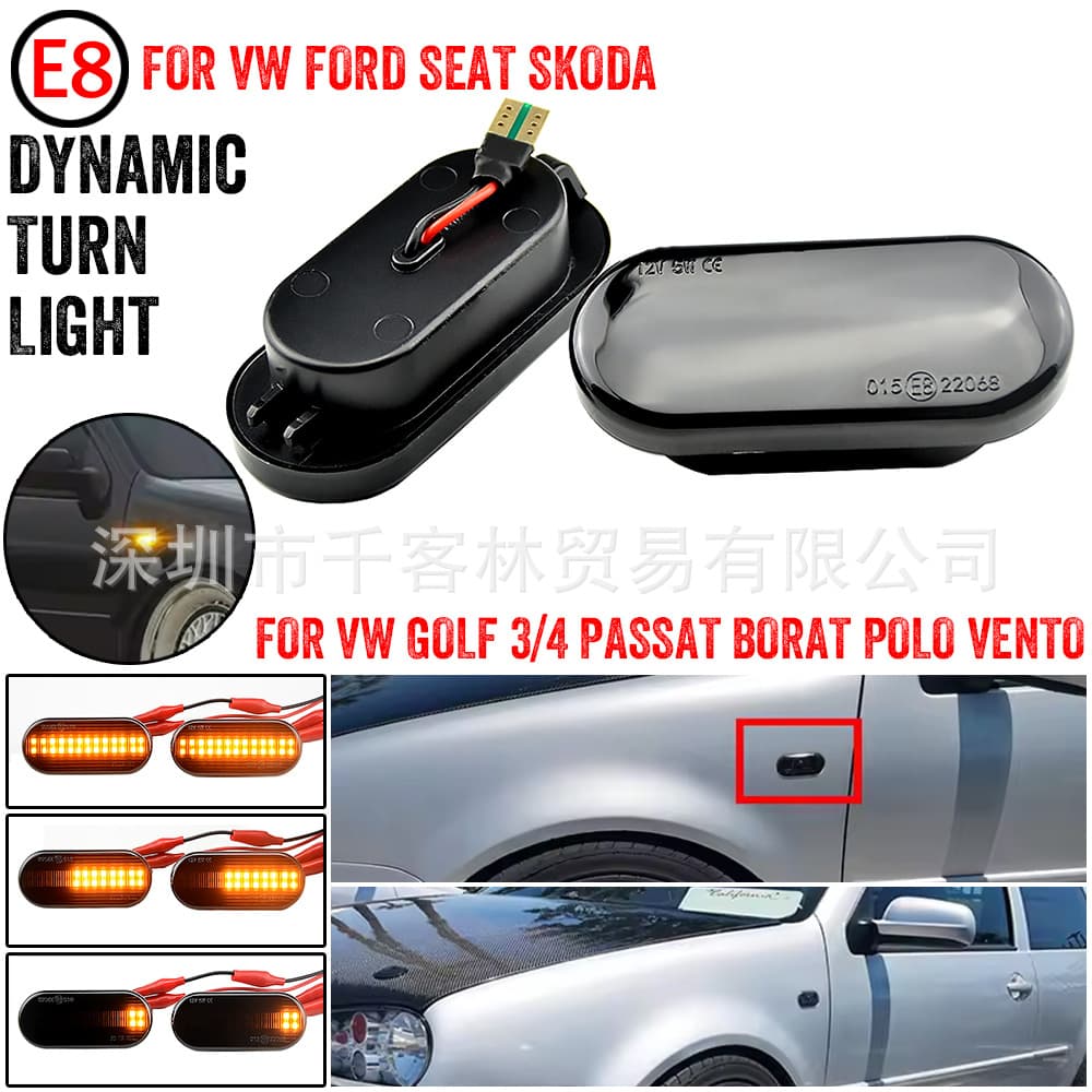 Sequential side turn signal light for Volkswagen Golf Passat Sharan Polo Jetta Bora