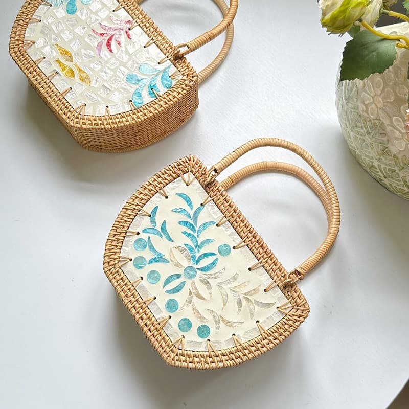 Vietnam Autumn Rattan Woven Bag Shell Bag Beach Vacation Travel Ins Style Women's Fashion Handbag