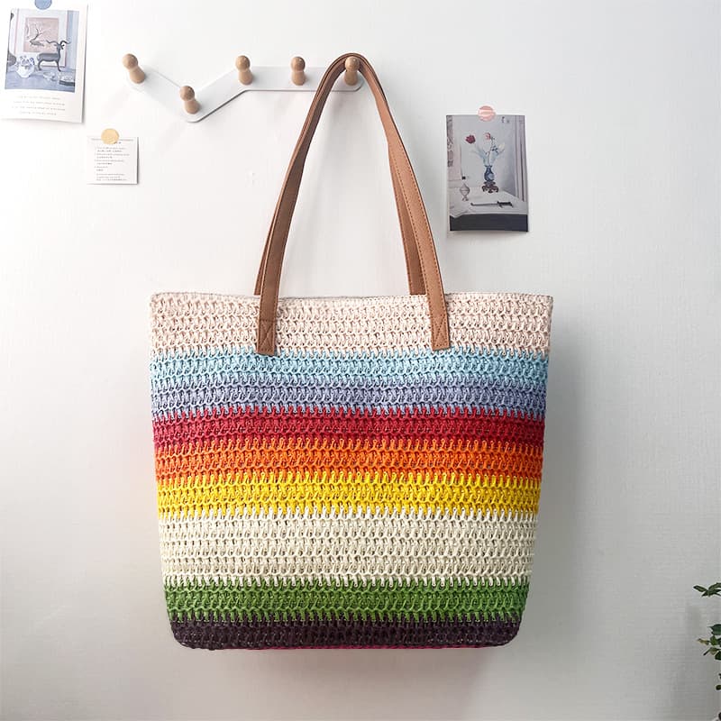 New Eco-friendly Lafia Straw Paper Straw Bag Women's All-match Shoulder Bag Mummy Bag Fashion Beach Bag Twitter Bag