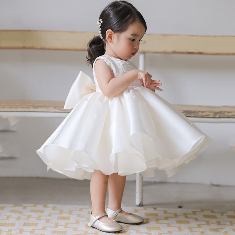 Baby Children's Princess Dress 2026 New Wedding Flower Girl Dress White Toddler Birthday Gown