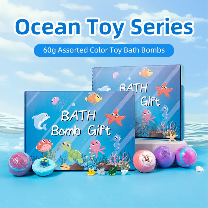 Cross-border Toy Bath Salt Ball Box 60g Fizzing Bath Bomb Christmas Bubble Ball Wholesale Toy Bath Ball