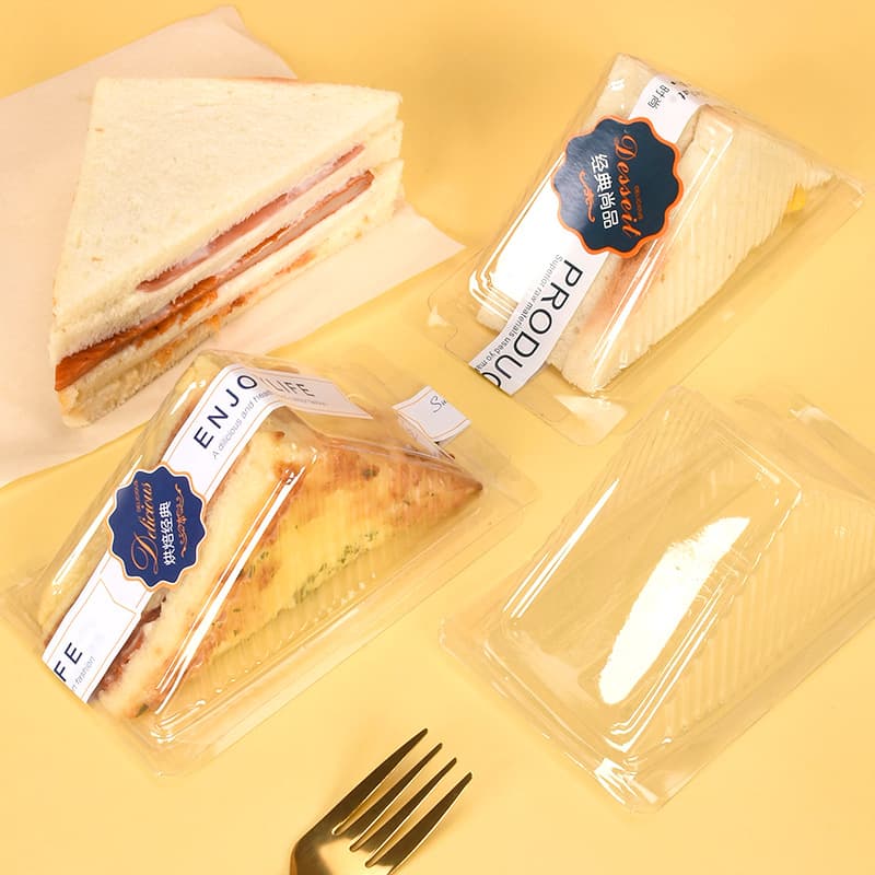 Sandwich Packaging Plastic Box Transparent PET Western Pastry Disposable Packing Box Baking Dessert Triangle Packaging