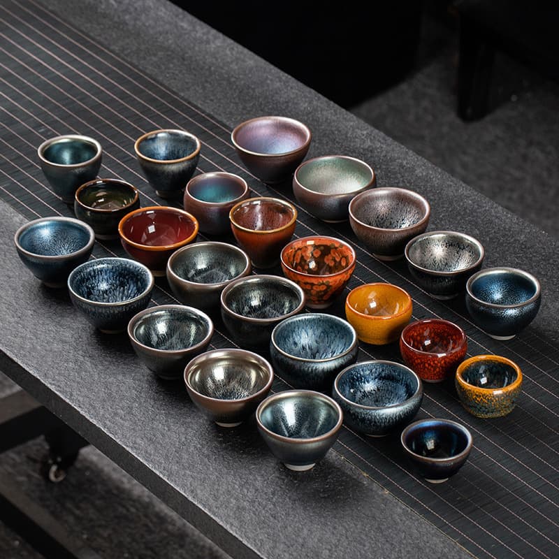 Jianyang Jian Zhan ceramic kiln-transformed oil spot original iron-bodied master cup, Gongfu tea cup, tea tasting cup, tea set, tea bowl.