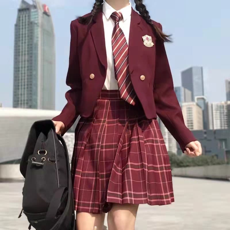 Japanese Academy Style JK Suit Jacket Solid Color Single-button Mid-length Blazer Autumn Winter Student Top Class Outfit School Uniform