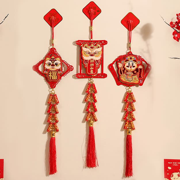 2026 Year of the Horse God of Wealth Firecracker Pendant New Year String Home Living Room Decoration Spring Festival Firecracker Ornament Wholesale