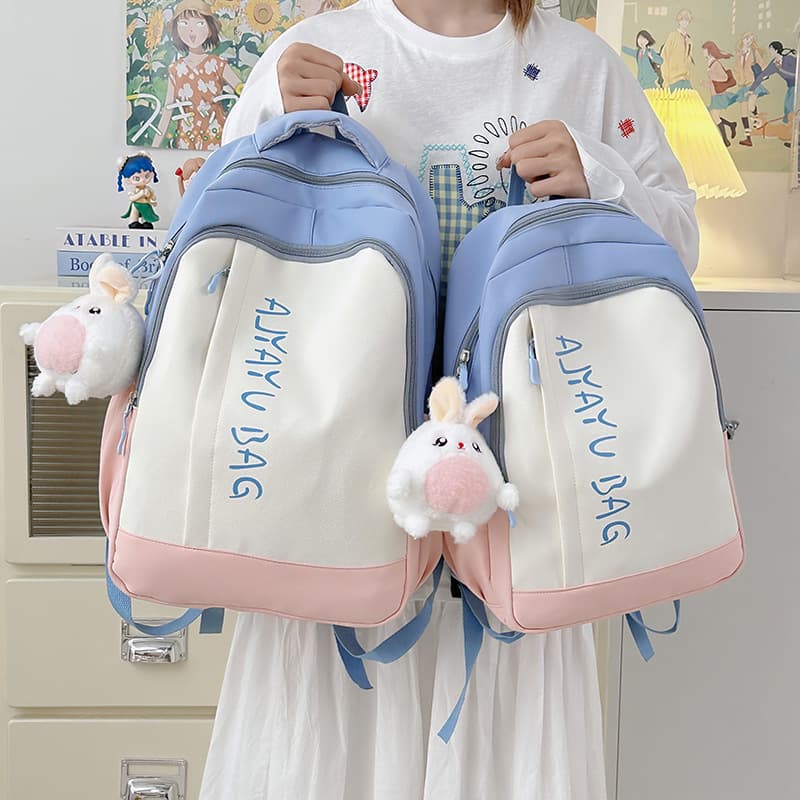 Large Capacity Multi-Layer Backpack for Elementary School Students Grades 3-7, Thick Fabric, Color-Block, Fresh Style for Girls