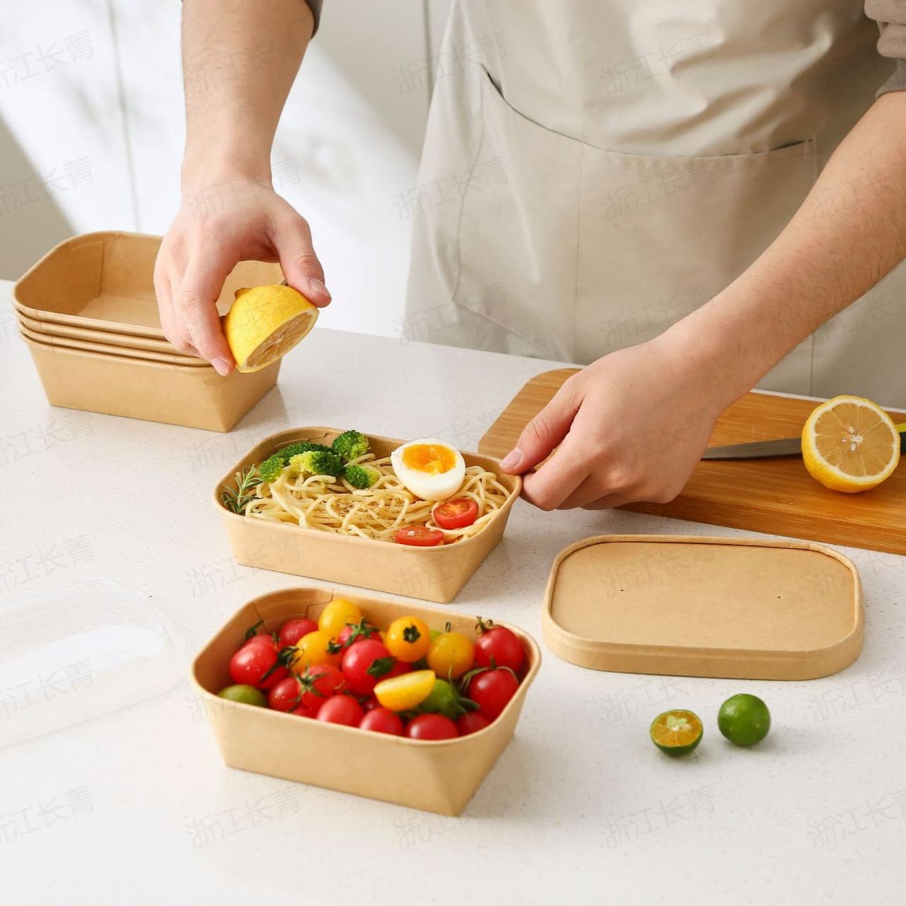 Kraft Paper Camping Picnic Box Fruit Cake Dessert Disposable Lunch Box Bento Sushi Paper Box Light Meal Takeout Box