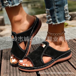 Large size export peep-toe sandals, open-toe sandals for women, fashion hollow-out comfortable lightweight casual slip-on sandals, wholesale
