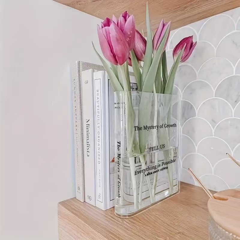 Acrylic Book Vase Ins Style High Appearance Transparent Art Decoration Hydroponic Creative Elegant Flower Vase