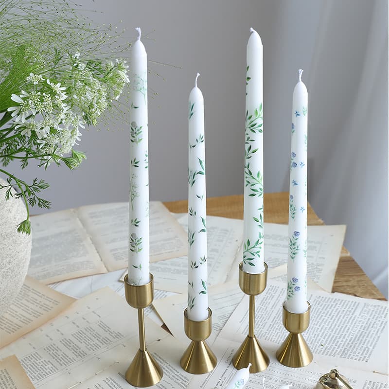 25cm Wedding Printed Long Pole Candle Wedding Festival Household Candle European Style Printed Romantic Candlelight Dinner Candle