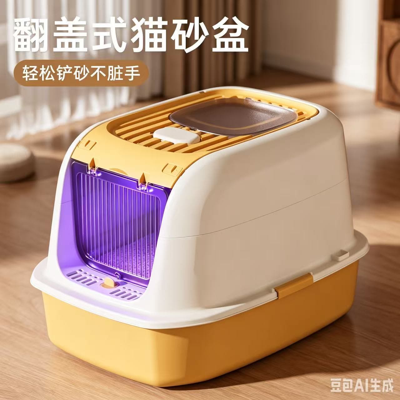 Fully enclosed cat litter box, extra large anti-splash cat toilet, deodorizing anti-sand top entry extra large cat litter box