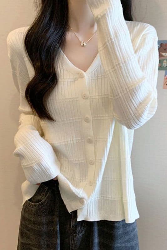 Thin Knitted Cardigan Plus Size Women Autumn Year New Style Design Sense Long Sleeve Top Collar Sweater Jacket