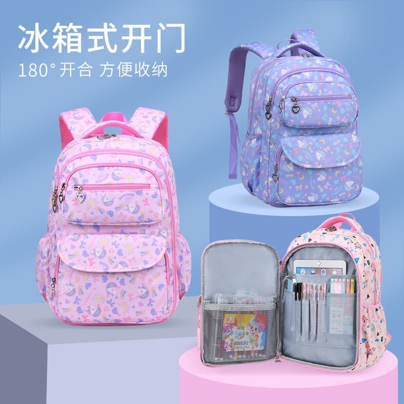 Popular refrigerator-style door-opening elementary school children's schoolbag for grades 1-6. Sweet, cute and lightweight backpack for stress relief.