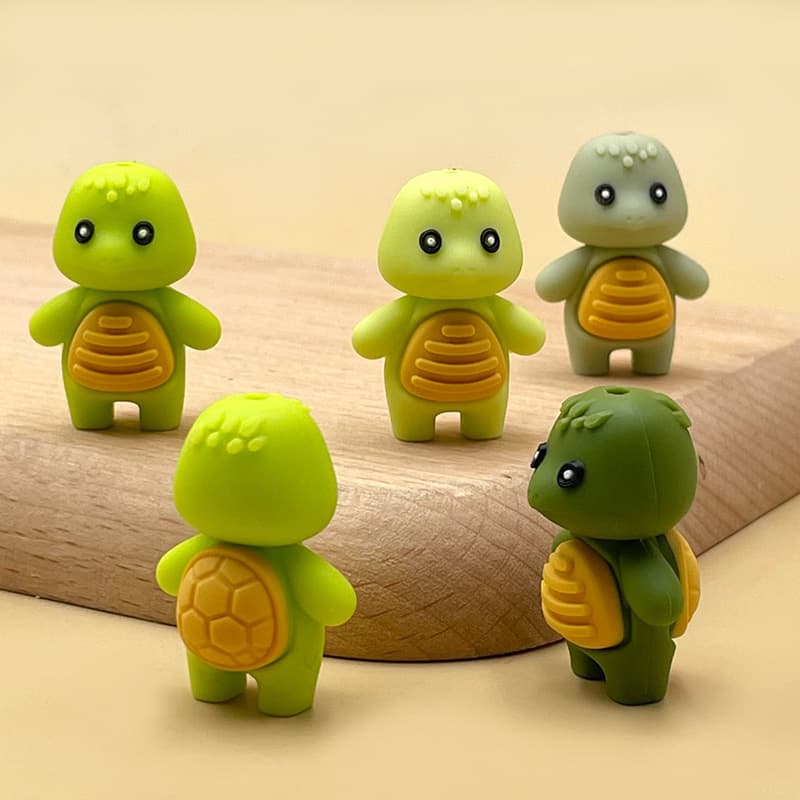 Cross-border hot selling food grade 3D three-dimensional silicone teething gum beads bead pen turtle loose bead jewelry wholesale