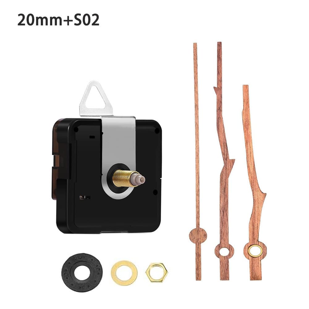 Cross-Border Stock DIY Silent Clock Movement Long Shaft Sweep Second Hand Wall Clock Movement 4 Walnut Wood Hands Clock Movement