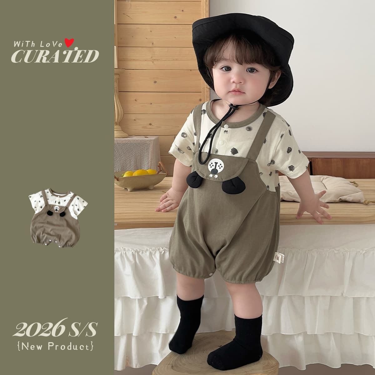 Summer baby clothes for boys, fake two-piece cartoon clothes, short crawl clothes for toddlers, summer outing clothes, boys' jumpsuits
