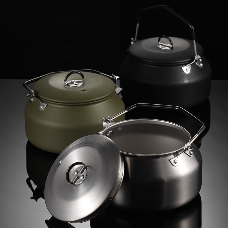 AIN 304 Stainless Steel Camping Kettle, Outdoor Water Boiling Pot, Portable Large Capacity High-Aesthetic Camping Cookware