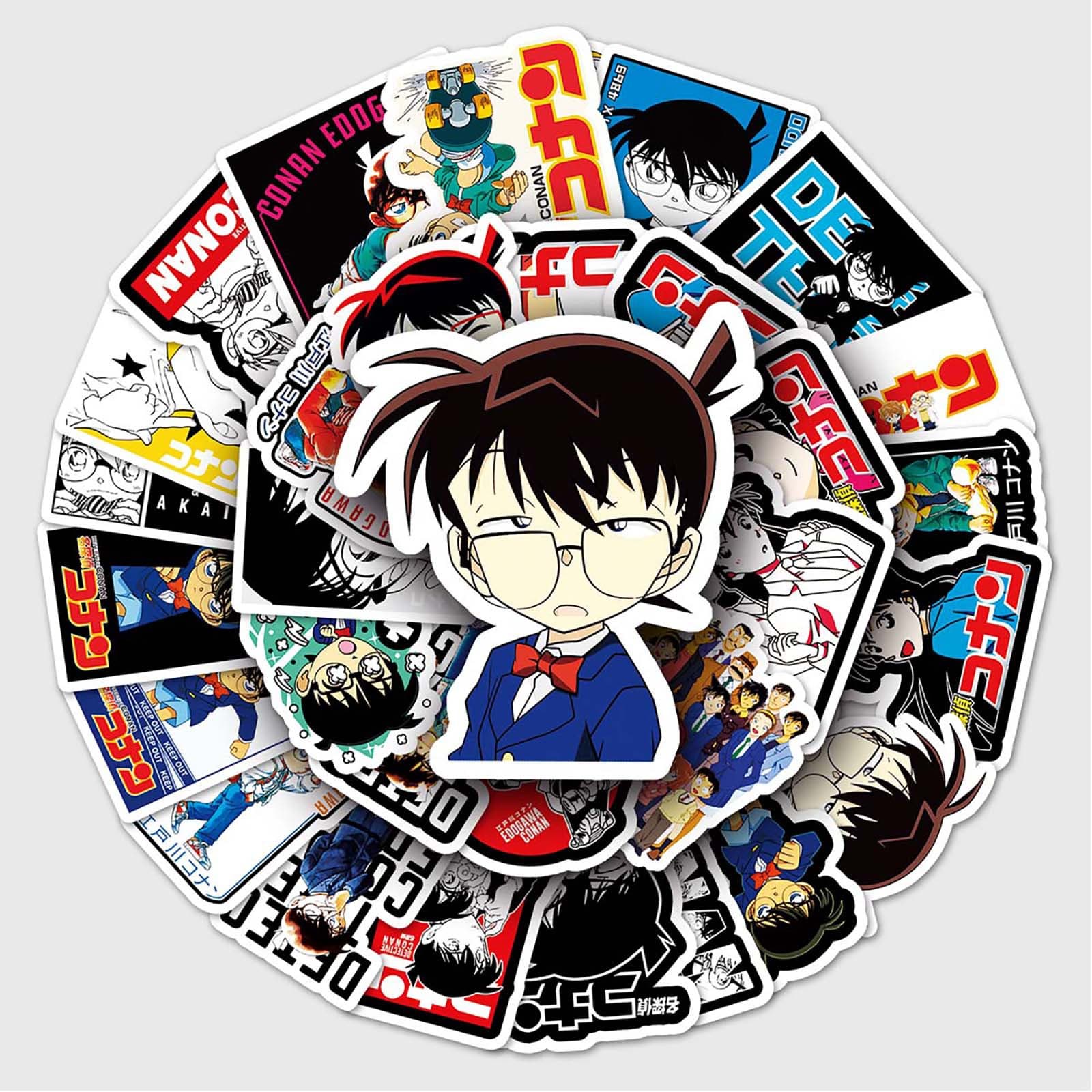 50pcs Detective Conan Anime Graffiti Stickers Luggage Notebook Car Skateboard Decoration Decals Cute Style Printed Craft