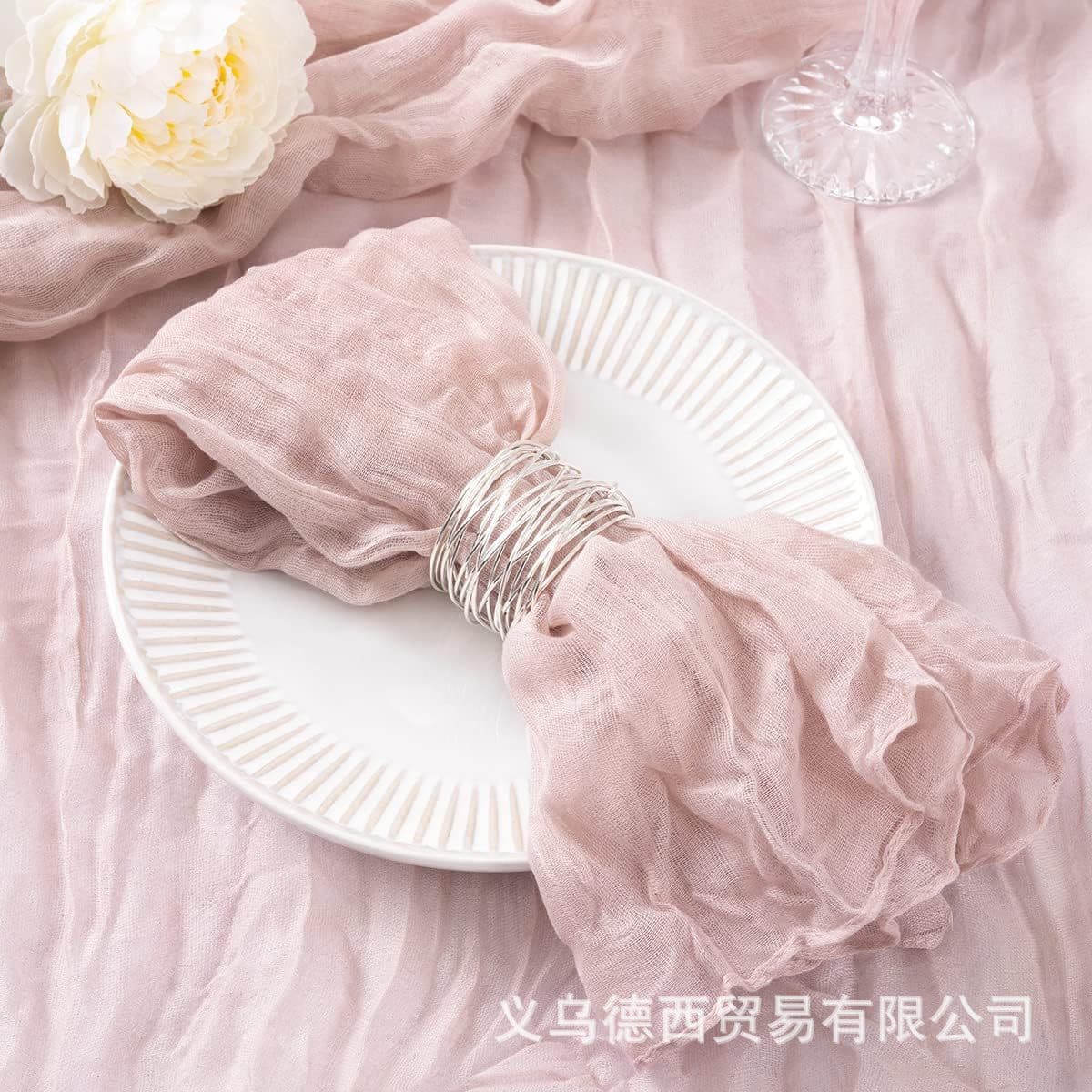 Party Gauze Crepe Cheesecloth Napkin Table Decoration Solid Color Square Western Placemat Wedding Napkin