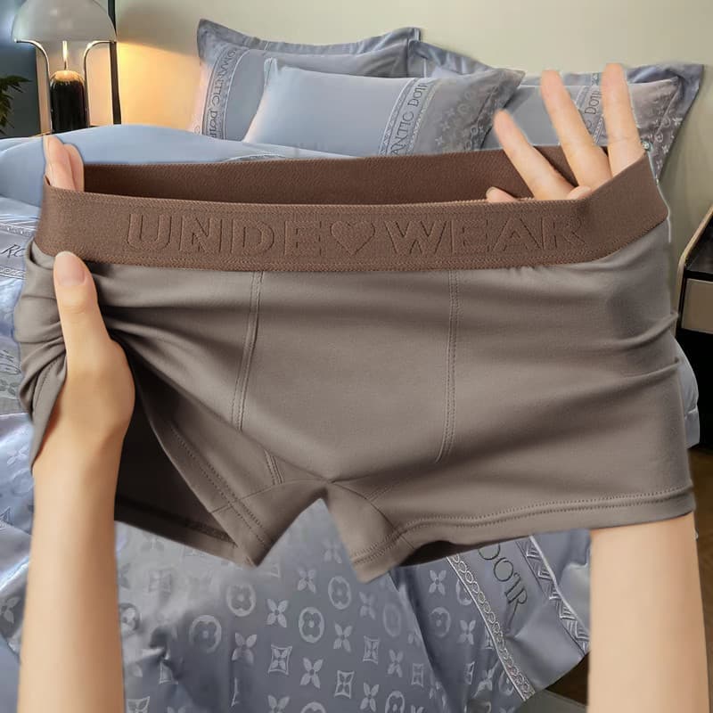 New Men's Boxer Briefs Cotton Maillard Color Retro Mid-Rise Comfortable Breathable Shorts